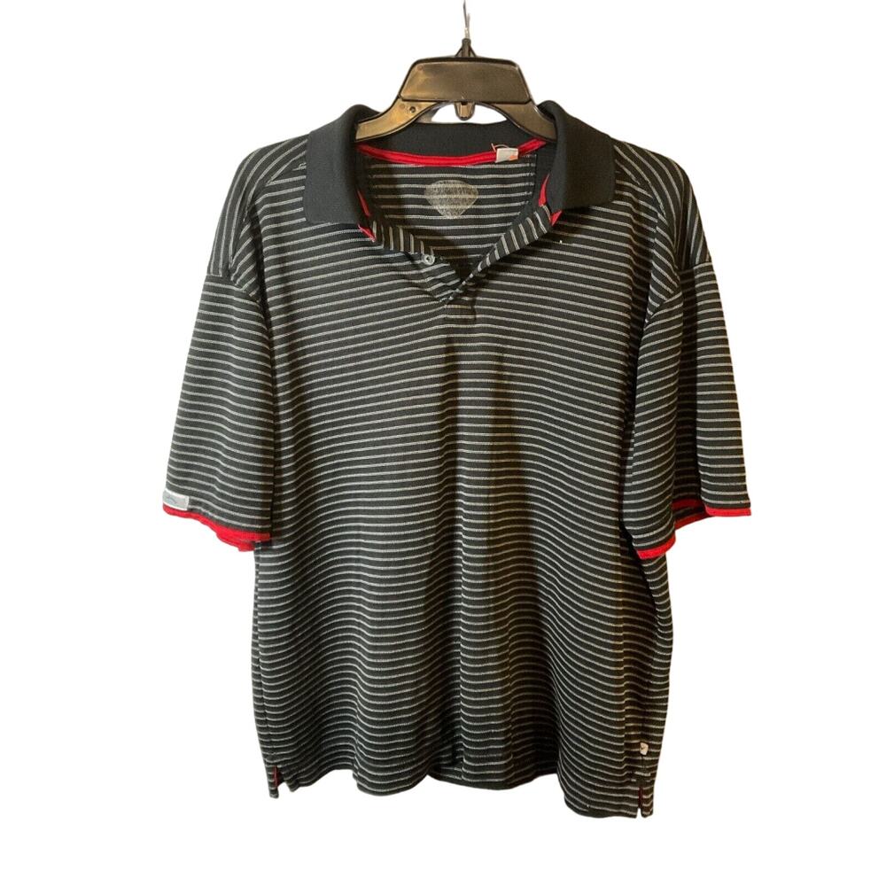 Callaway X Series Golf Polo XL, Striped Black/White/Red, 100% Polyester Casual